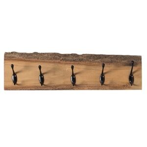 Wall-Mount Wood Clothes Coat Rack with 5 Hooks